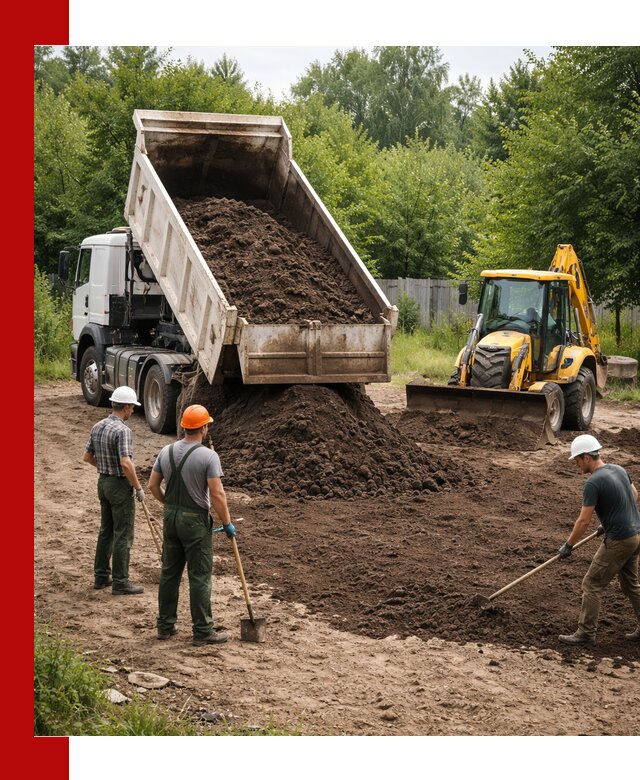 Доставка и укладка грунта для выравнивания участка в Мелеузе