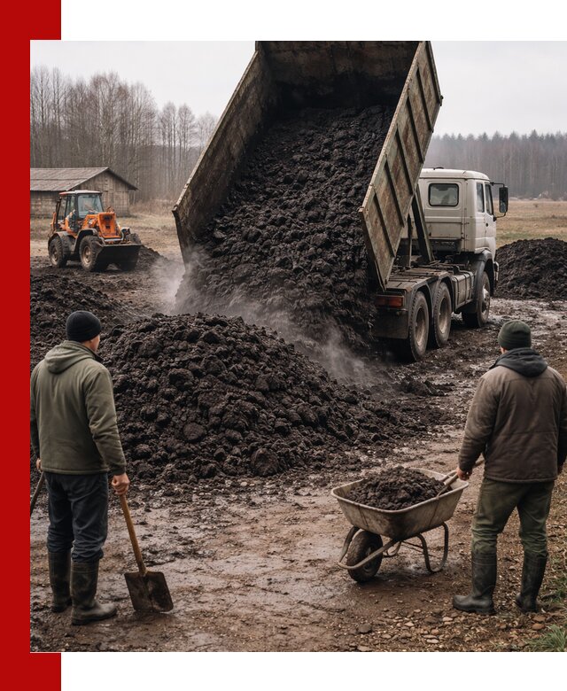 Доставка низинного торфа с разгрузкой и доставкой в Мелеузе