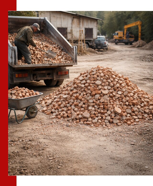 Доставка и подушка из боя кирпича с разгрузкой в Мелеузе