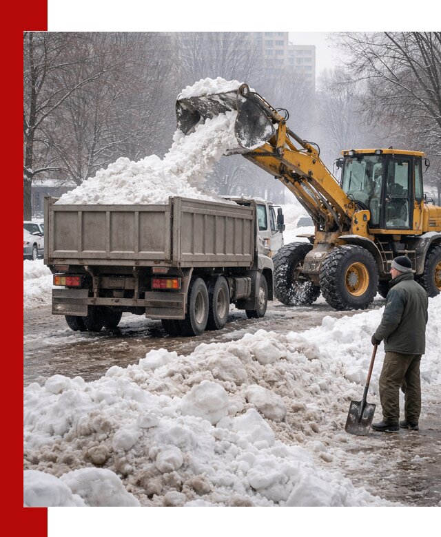Вывоз снега грузовой техникой в Мелеузе оперативно и чисто