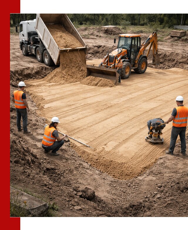 Устройство песчаной подушки для фундаментов и дорог в Мелеузе